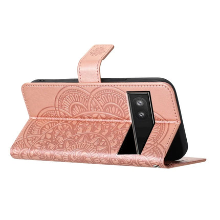 For Google Pixel 9a Leather Case with Card Slots Mandala Pattern Phone Cover Stand
