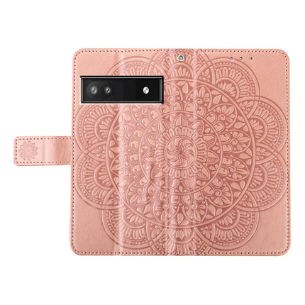 For Google Pixel 9a Leather Case with Card Slots Mandala Pattern Phone Cover Stand