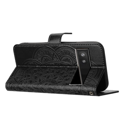 For Google Pixel 9a Leather Case with Card Slots Mandala Pattern Phone Cover Stand
