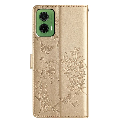 For Motorola Moto G35 5G Wallet Phone Case Butterfly Floral Imprint Leather Flip Cover