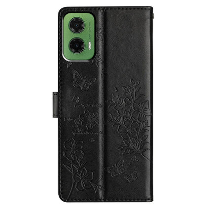 For Motorola Moto G35 5G Wallet Phone Case Butterfly Floral Imprint Leather Flip Cover