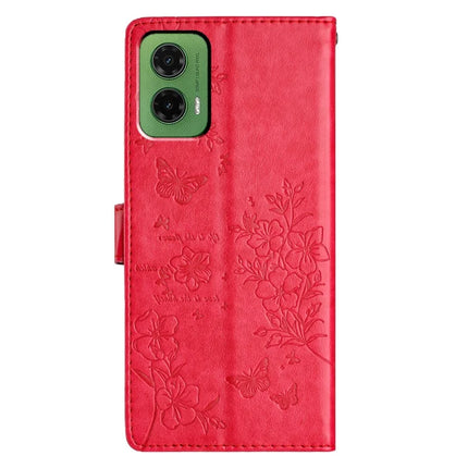 For Motorola Moto G35 5G Wallet Phone Case Butterfly Floral Imprint Leather Flip Cover