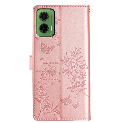 For Motorola Moto G35 5G Wallet Phone Case Butterfly Floral Imprint Leather Flip Cover