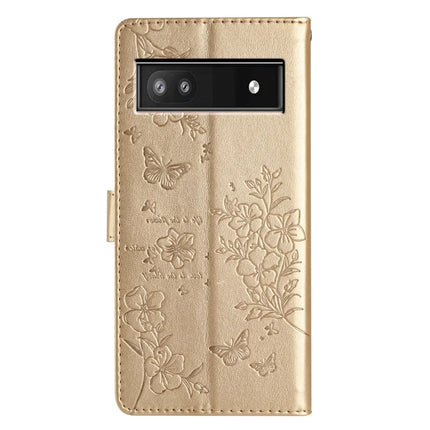 For Google Pixel 9a Wallet Phone Case Butterfly Floral Imprint Leather Flip Cover