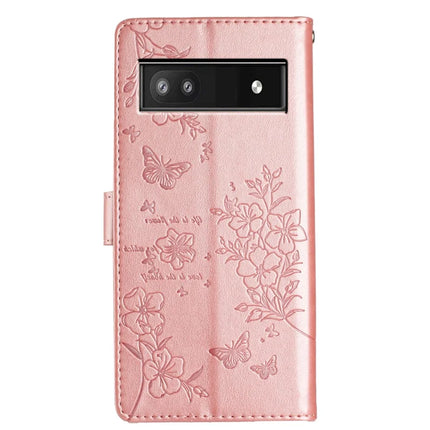 For Google Pixel 9a Wallet Phone Case Butterfly Floral Imprint Leather Flip Cover