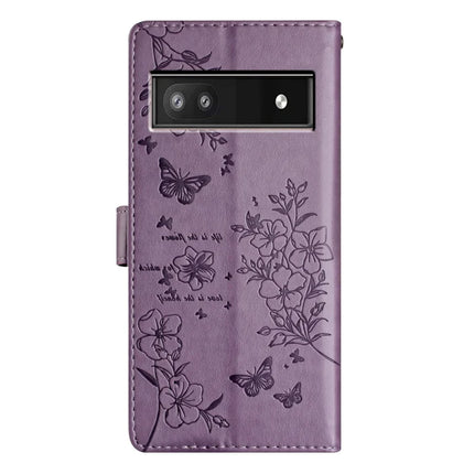 For Google Pixel 9a Wallet Phone Case Butterfly Floral Imprint Leather Flip Cover