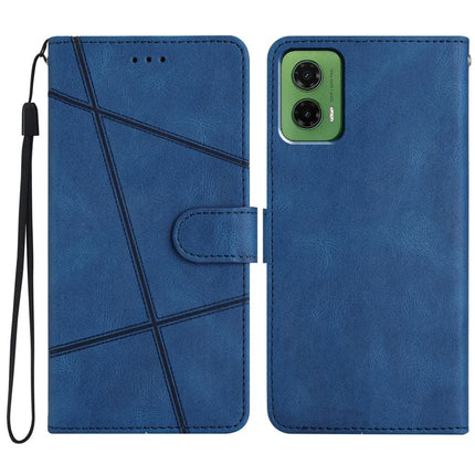 For Motorola Moto G35 5G Case Crazy Horse Texture PU Leather Wallet Stand Phone Cover - Blue