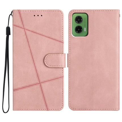 For Motorola Moto G35 5G Case Crazy Horse Texture PU Leather Wallet Stand Phone Cover - Pink