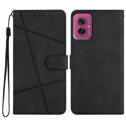 For Motorola Moto G55 5G Case Crazy Horse Texture PU Leather Wallet Stand Phone Cover - Black
