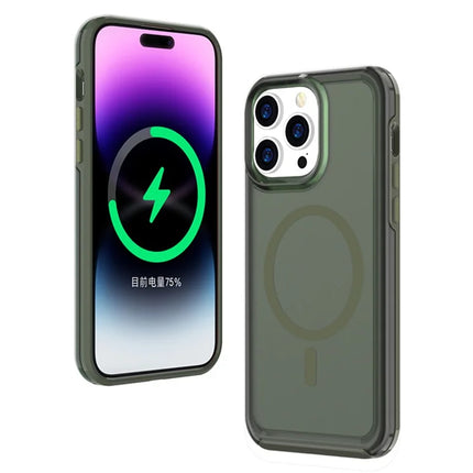 For iPhone 16 Pro Max Back Cover Skin Touch Frosted Semi-Transparent Magnetic Phone Case - Midnight Green