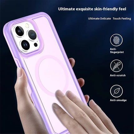 For iPhone 16 Pro Max Back Cover Skin Touch Frosted Semi-Transparent Magnetic Phone Case