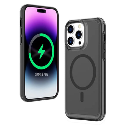 For iPhone 16 Pro Back Cover Skin Touch Frosted Translucent Magnetic Phone Case - Black