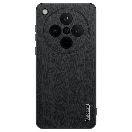 For Oppo Find X8 Pro 5G Case Wood Texture PU Leather Coated PC+TPU Phone Cover - Black