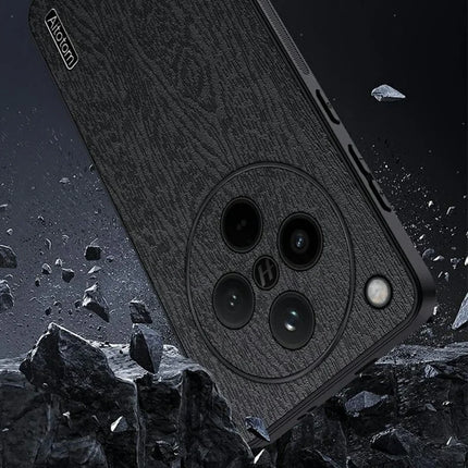 For Oppo Find X8 Pro 5G Case Wood Texture PU Leather Coated PC+TPU Phone Cover