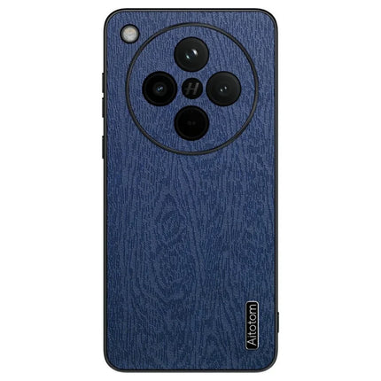 For Oppo Find X8 Pro 5G Case Wood Texture PU Leather Coated PC+TPU Phone Cover - Blue