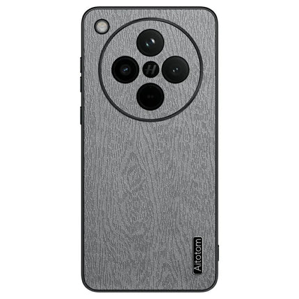 For Oppo Find X8 Pro 5G Case Wood Texture PU Leather Coated PC+TPU Phone Cover - Grey