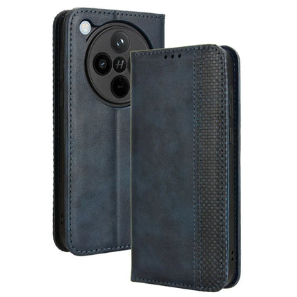 For Oppo Find X8 5G Leather Case Wallet Stand Retro Texture Phone Cover - Blue