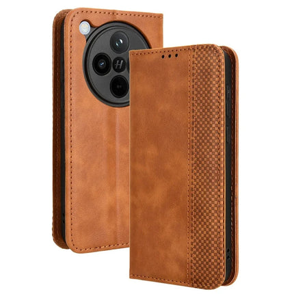 For Oppo Find X8 5G Leather Case Wallet Stand Retro Texture Phone Cover - Brown