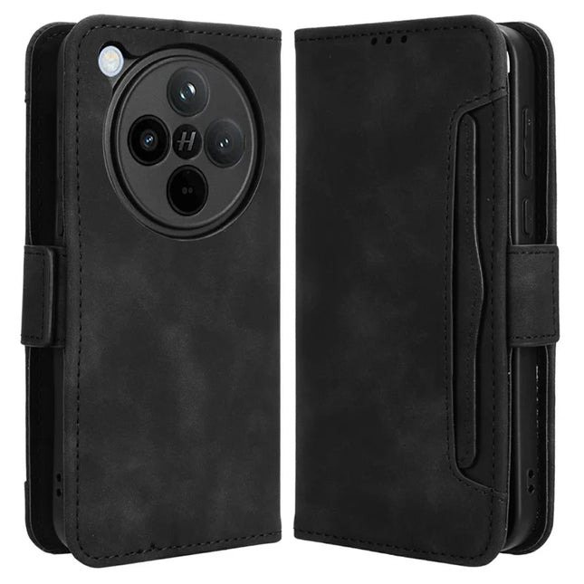 For Oppo Find X8 5G Leather Case Phone Wallet Cover with Multiple Card Slots - Black