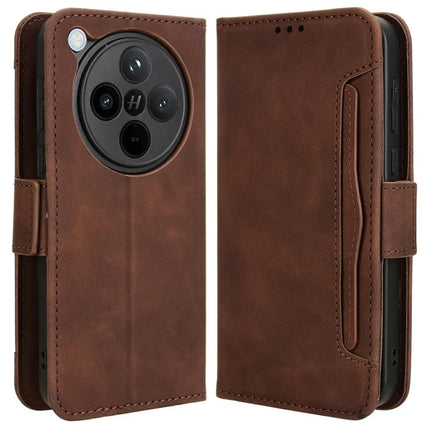 For Oppo Find X8 5G Leather Case Phone Wallet Cover with Multiple Card Slots - Brown