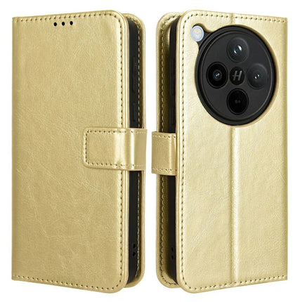 For Oppo Find X8 5G Case Crazy Horse Texture PU Leather Phone Wallet Cover - Gold