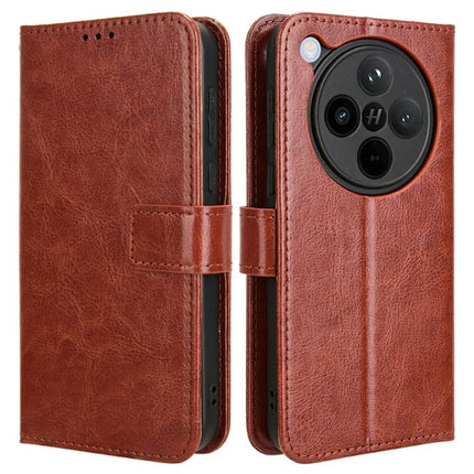 For Oppo Find X8 5G Case Crazy Horse Texture PU Leather Phone Wallet Cover - Brown