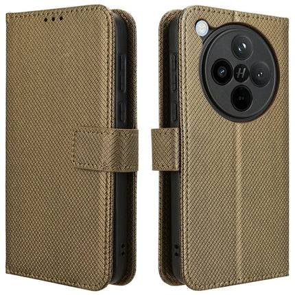 For Oppo Find X8 5G Case PU Leather Diamond Texture Wallet Phone Cover - Brown