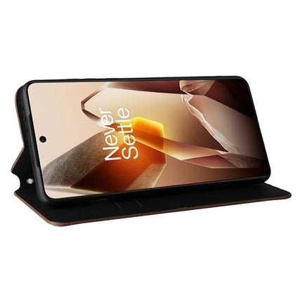 For OnePlus 13 Wallet Case Rhombus Imprinted Leather Phone Cover