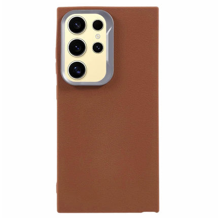 For Samsung Galaxy S23 Ultra Case Leather Textured TPU Shockproof Phone Cover - Brown