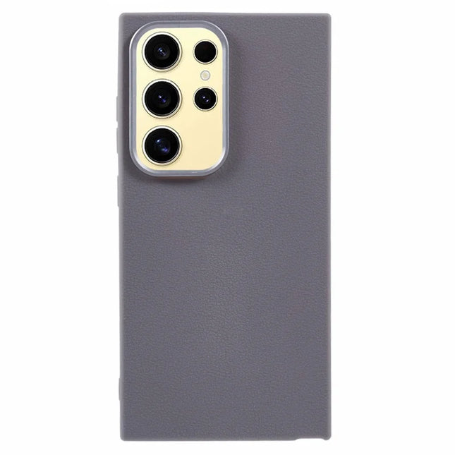 For Samsung Galaxy S23 Ultra Case Leather Textured TPU Shockproof Phone Cover - Grey