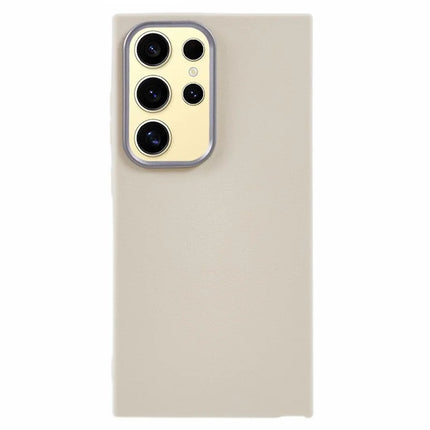 For Samsung Galaxy S23 Ultra Case Leather Textured TPU Shockproof Phone Cover - White