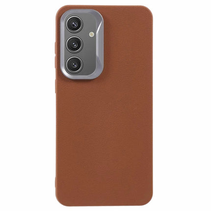 For Samsung Galaxy S23 FE Case Leather Textured TPU Shockproof Phone Cover - Brown