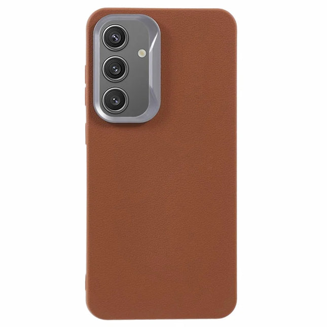 For Samsung Galaxy S23 FE Case Leather Textured TPU Shockproof Phone Cover - Brown