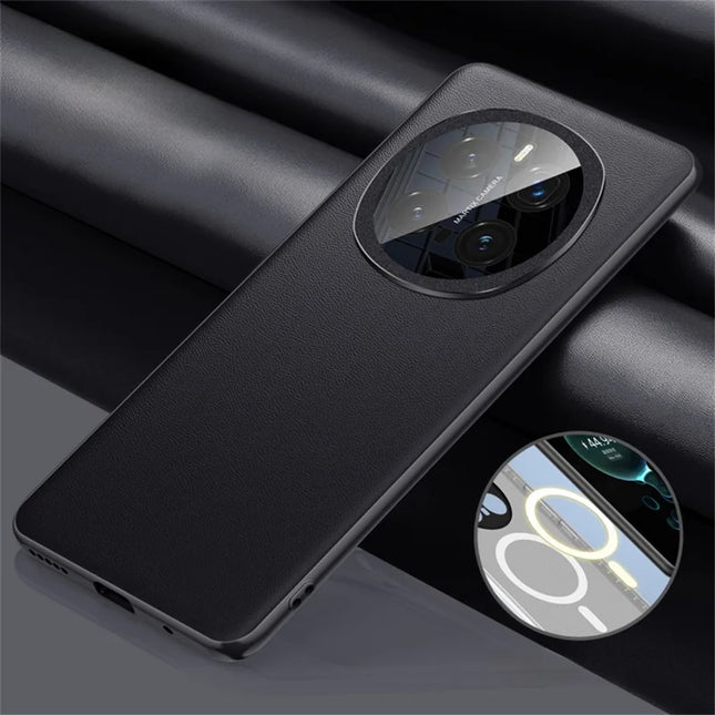 For Honor Magic7 Pro 5G Case Compatible with MagSafe PU Leather+TPU+PC Back Cover (2nd Gen) - Black