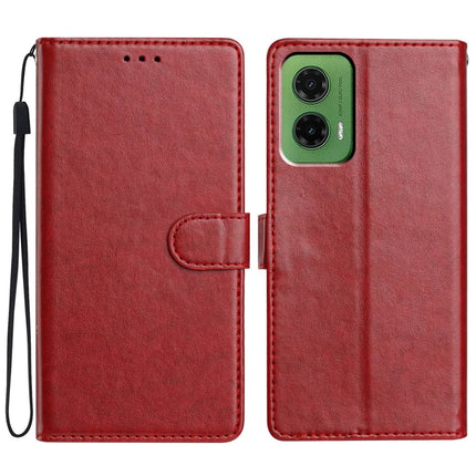 For Motorola Moto G35 5G Leather Case Wallet Stand Phone Cover with Handy Strap - Red