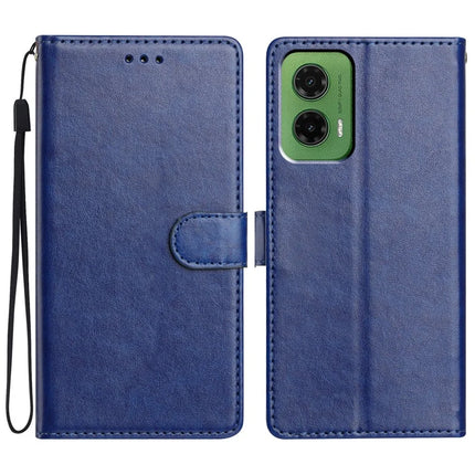 For Motorola Moto G35 5G Leather Case Wallet Stand Phone Cover with Handy Strap - Blue