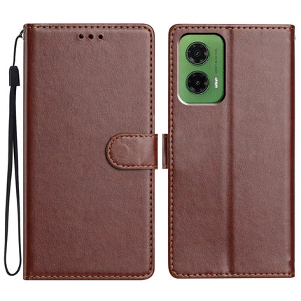 For Motorola Moto G35 5G Leather Case Wallet Stand Phone Cover with Handy Strap - Brown