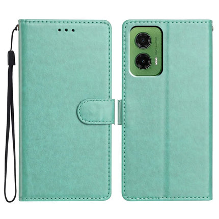 For Motorola Moto G35 5G Leather Case Wallet Stand Phone Cover with Handy Strap - Green