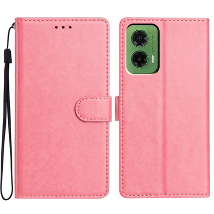 For Motorola Moto G35 5G Leather Case Wallet Stand Phone Cover with Handy Strap - Pink