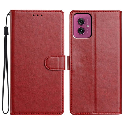 For Motorola Moto G55 5G Leather Case Wallet Stand Phone Cover with Handy Strap - Red