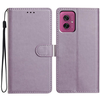 For Motorola Moto G55 5G Leather Case Wallet Stand Phone Cover with Handy Strap - Purple