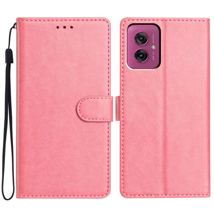 For Motorola Moto G55 5G Leather Case Wallet Stand Phone Cover with Handy Strap - Pink