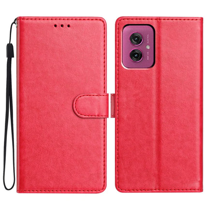 For Motorola Moto G55 5G Leather Case Wallet Stand Phone Cover with Handy Strap - Rose