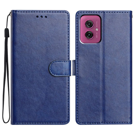 For Motorola Moto G55 5G Leather Case Wallet Stand Phone Cover with Handy Strap - Blue