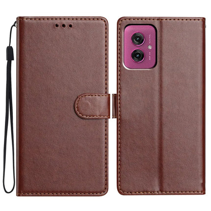 For Motorola Moto G55 5G Leather Case Wallet Stand Phone Cover with Handy Strap - Brown