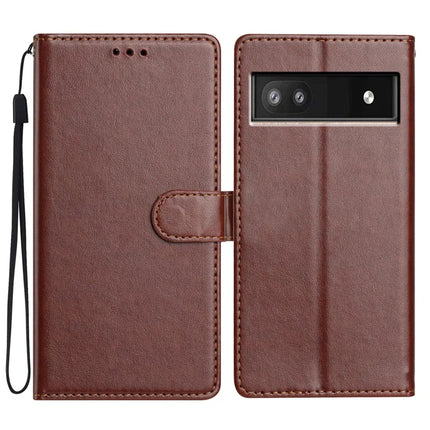 For Google Pixel 9a Leather Case Wallet Stand Phone Cover with Handy Strap - Brown