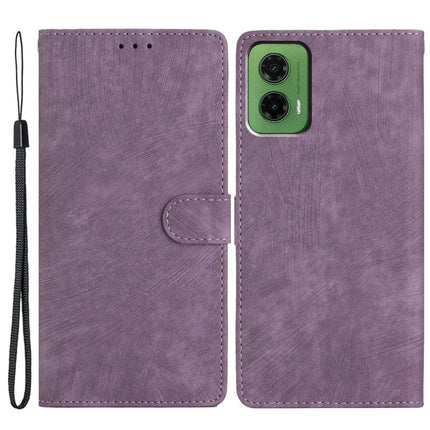 For Motorola Moto G35 5G Case with Card Clots Skin-Touch PU Leather Phone Cover Stand - Purple
