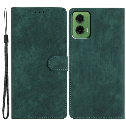 For Motorola Moto G35 5G Case with Card Clots Skin-Touch PU Leather Phone Cover Stand - Green
