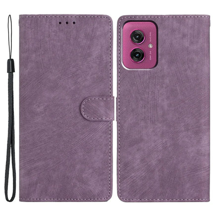 For Motorola Moto G55 5G Case with Card Clots Skin-Touch PU Leather Phone Cover Stand - Purple