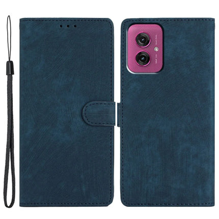 For Motorola Moto G55 5G Case with Card Clots Skin-Touch PU Leather Phone Cover Stand - Blue